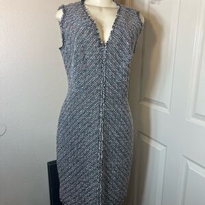 Rebecca Taylor Monochrome Tweed Midi Dress